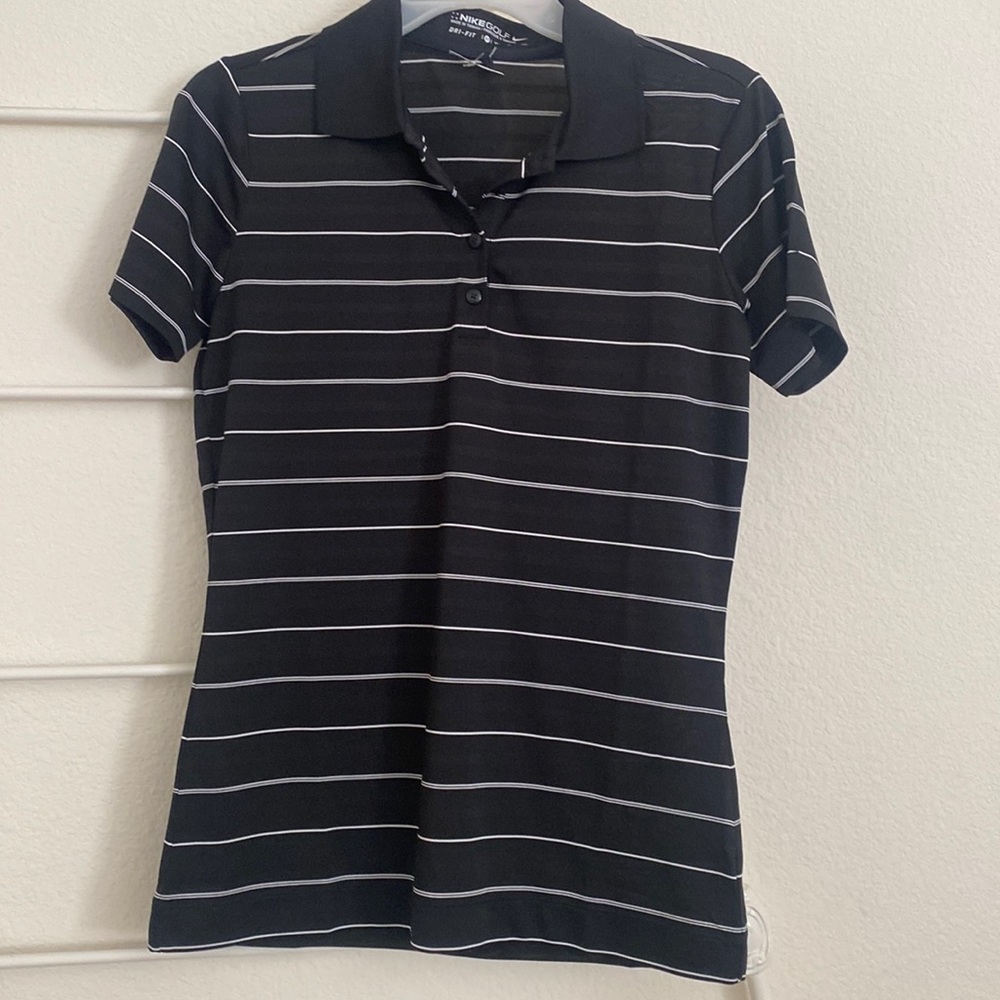 NWT NIKEGOLF Polo Shirt Black & White SZ S